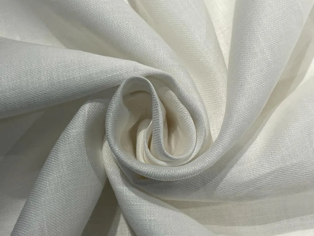 100% linen 60s lea Twill Weave Linen fabric Natural White color 58" wide [15188]