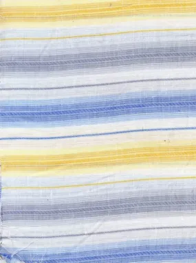 100% Linen Yellow with Blue stripe Fabric 58" wide [720]