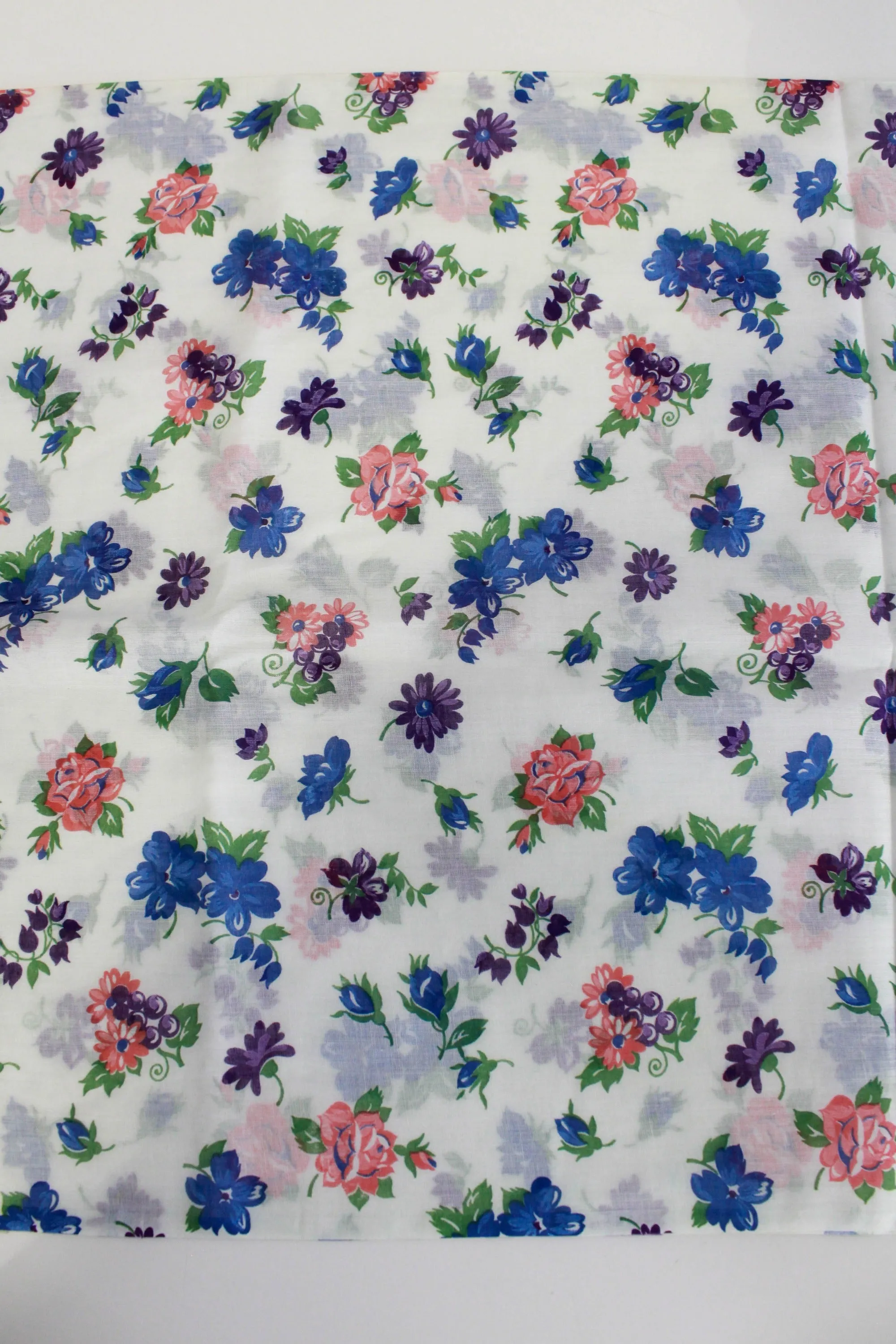 1940s Sheer Floral Print Cotton Fabric, 10 Yards