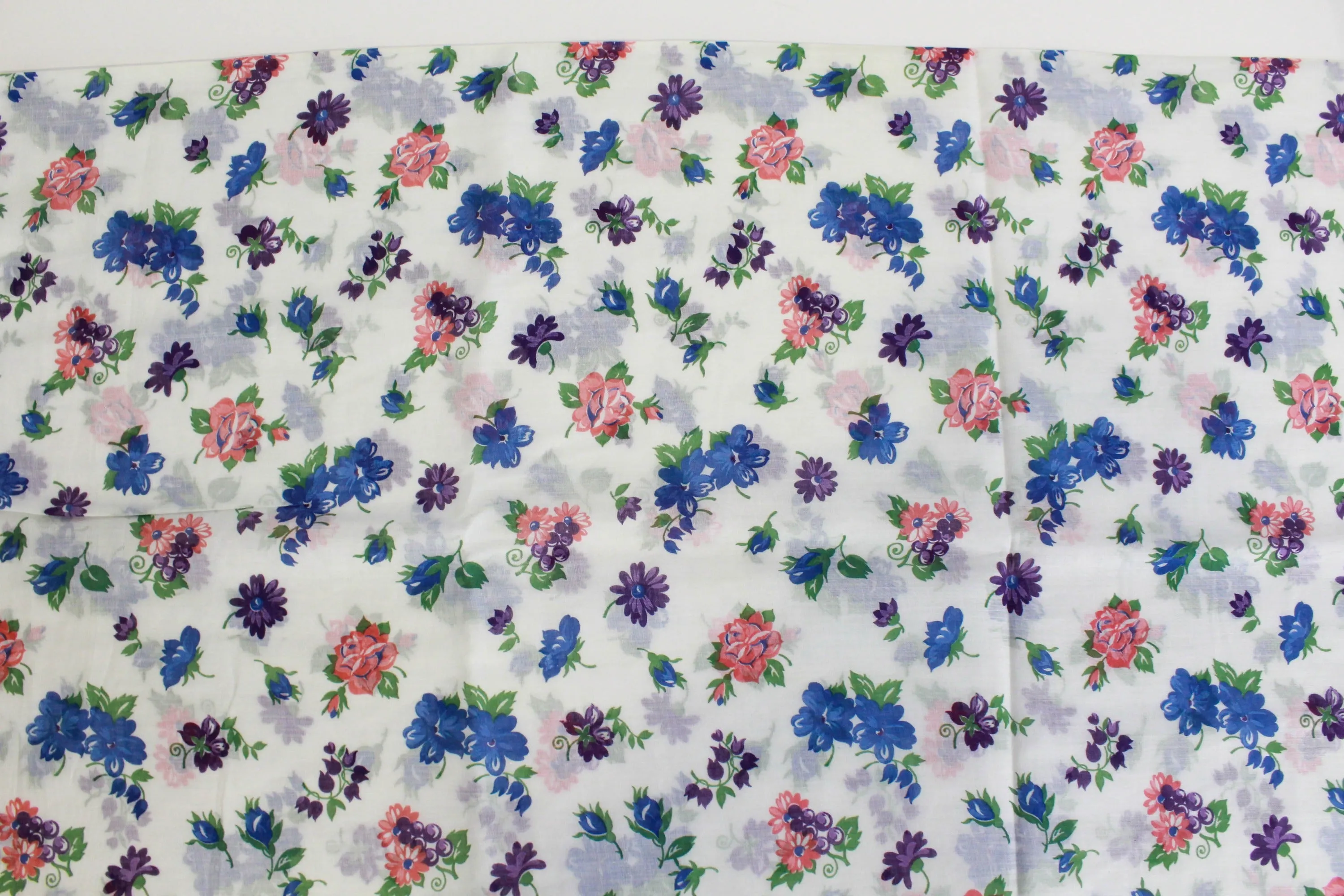 1940s Sheer Floral Print Cotton Fabric, 10 Yards