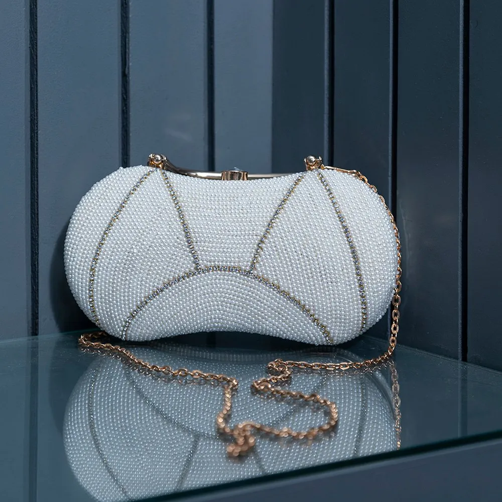 Abeedah All Pearl hand Embroidered Clutch