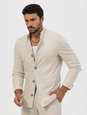 AKITA SINGLE BREASTED BLAZER IN BEIGE