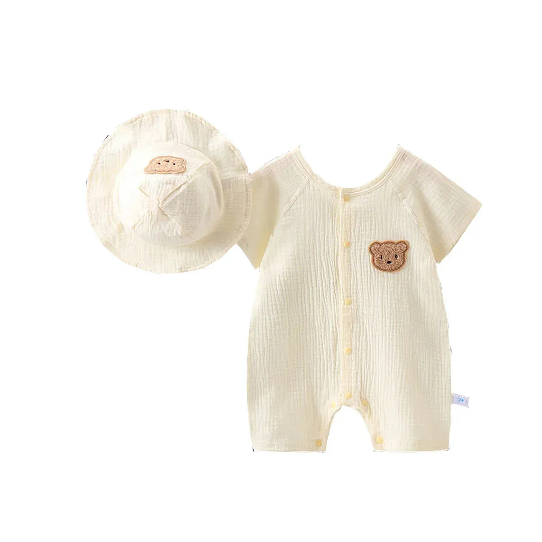 Baby Linen Rompers & Matching hats