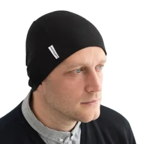 Black Mens Plain Cotton Skull Cap