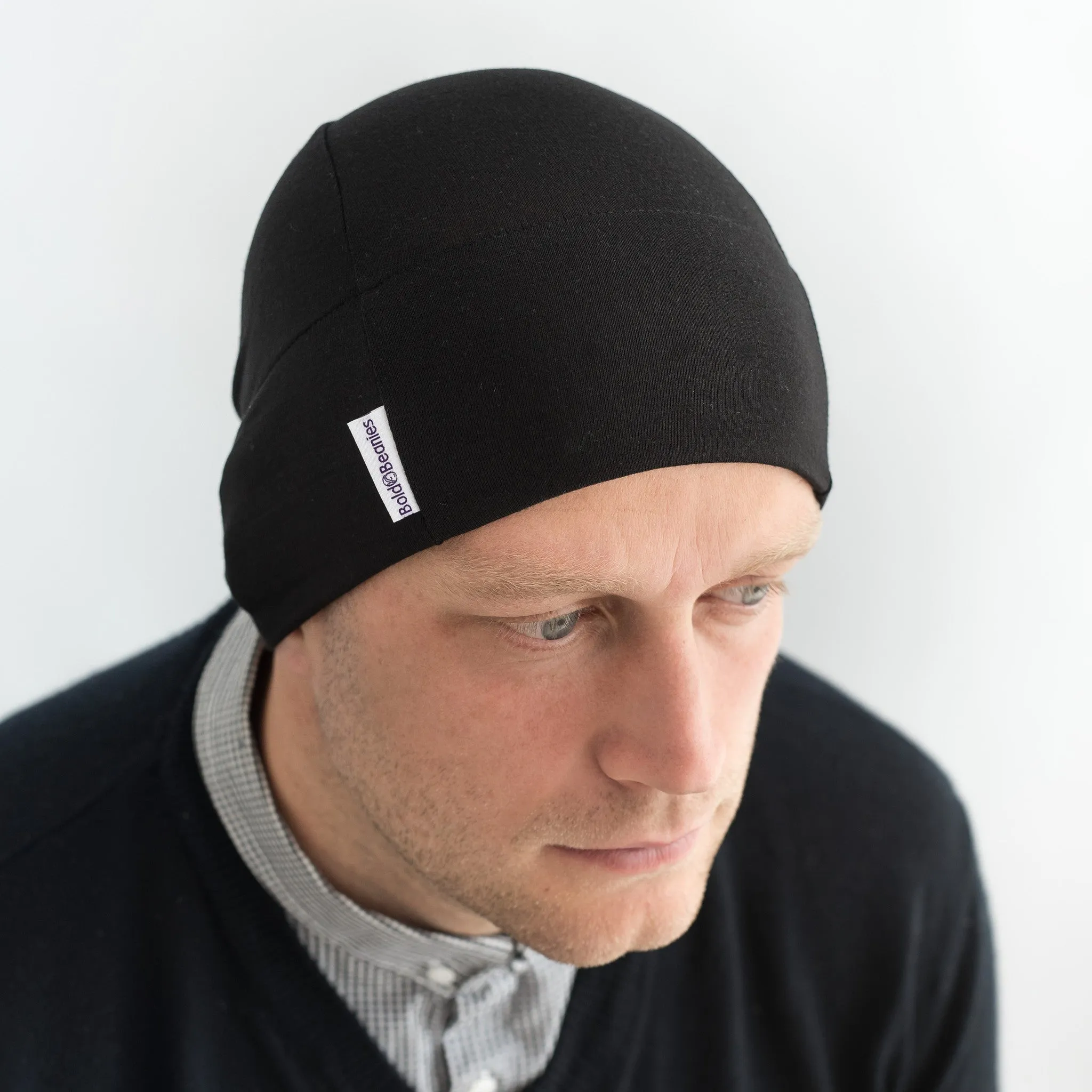 Black Mens Plain Cotton Skull Cap