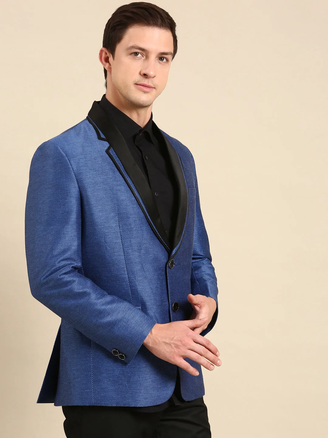 Black on Blue Designer Blazer - MMJ0154