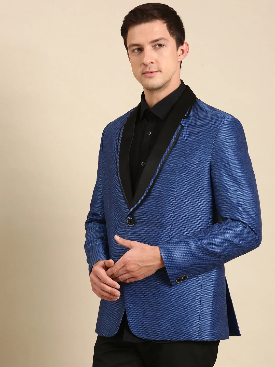 Black on Blue Designer Blazer - MMJ0154