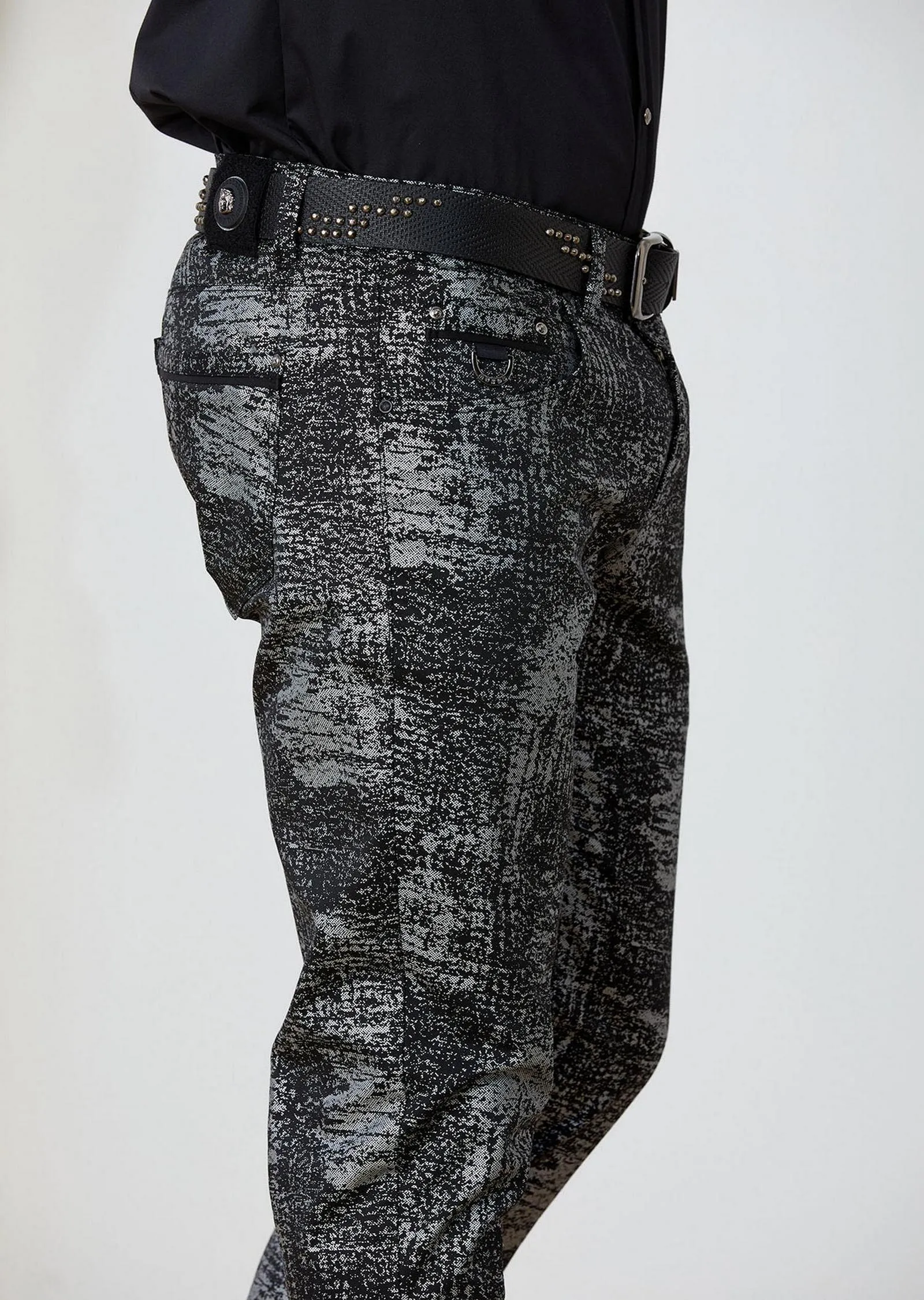 Black Silver Foil Stretchy Pants