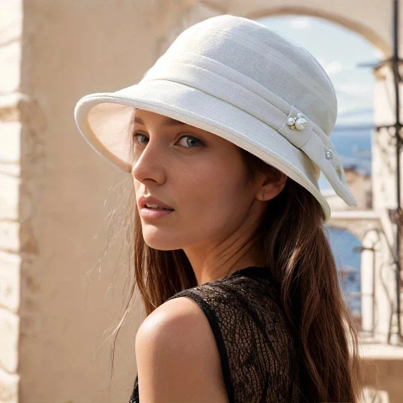 Breathable Straw Bucket Hat Solid Color Summer Sun Hat