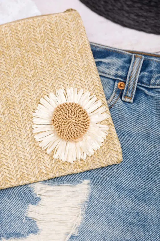 Daisy Straw Wristlet Clutch