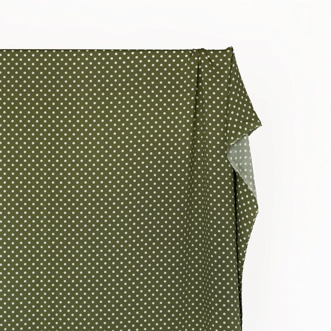 Deadstock Polka Dot Viscose Poplin - Peridot/White