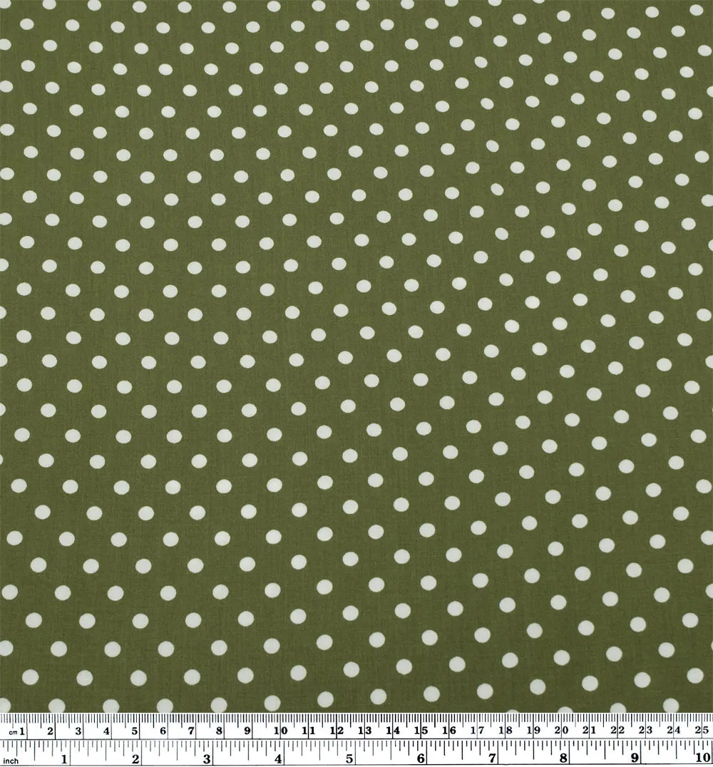 Deadstock Polka Dot Viscose Poplin - Peridot/White