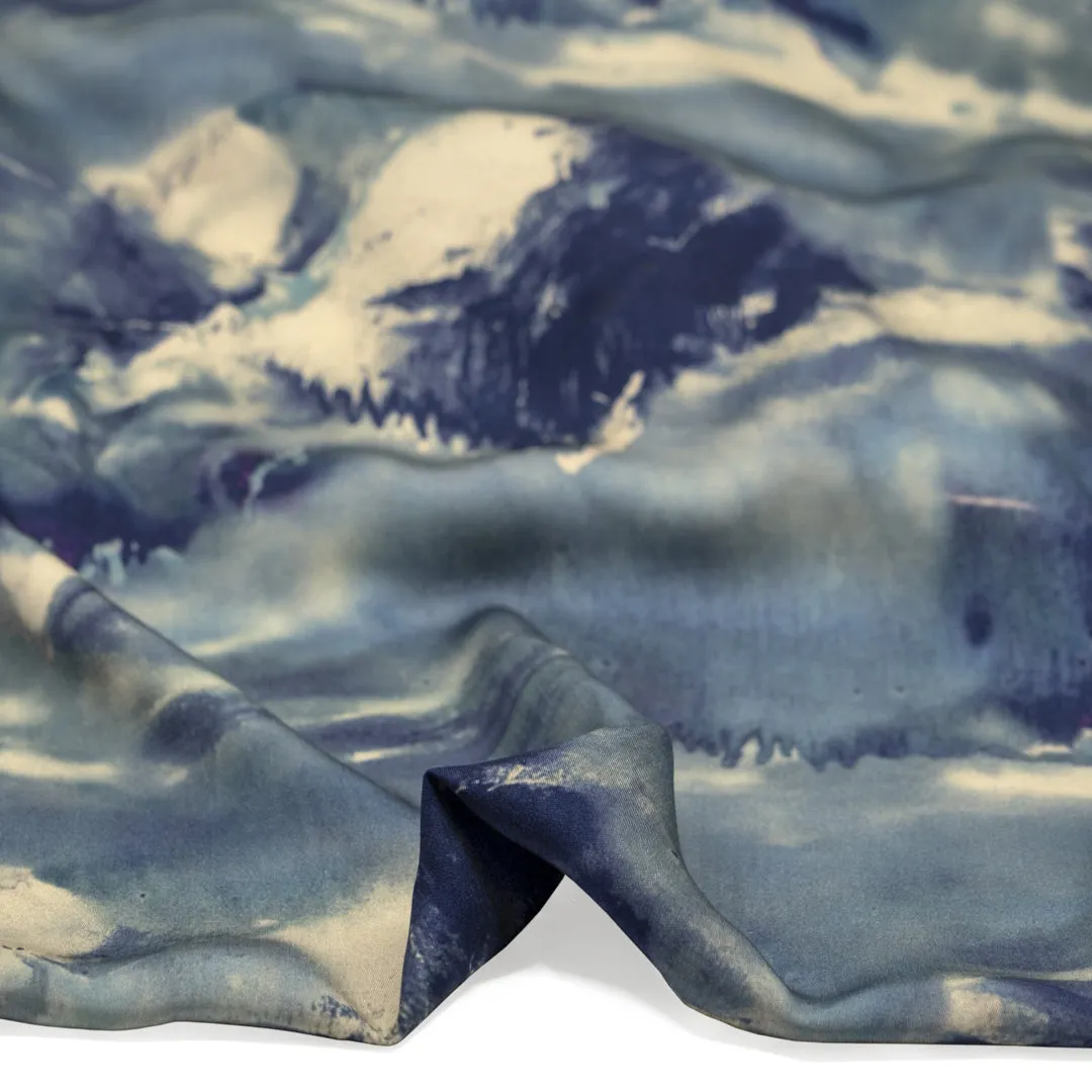 Deep Dive Viscose Sateen - Glacier/Navy