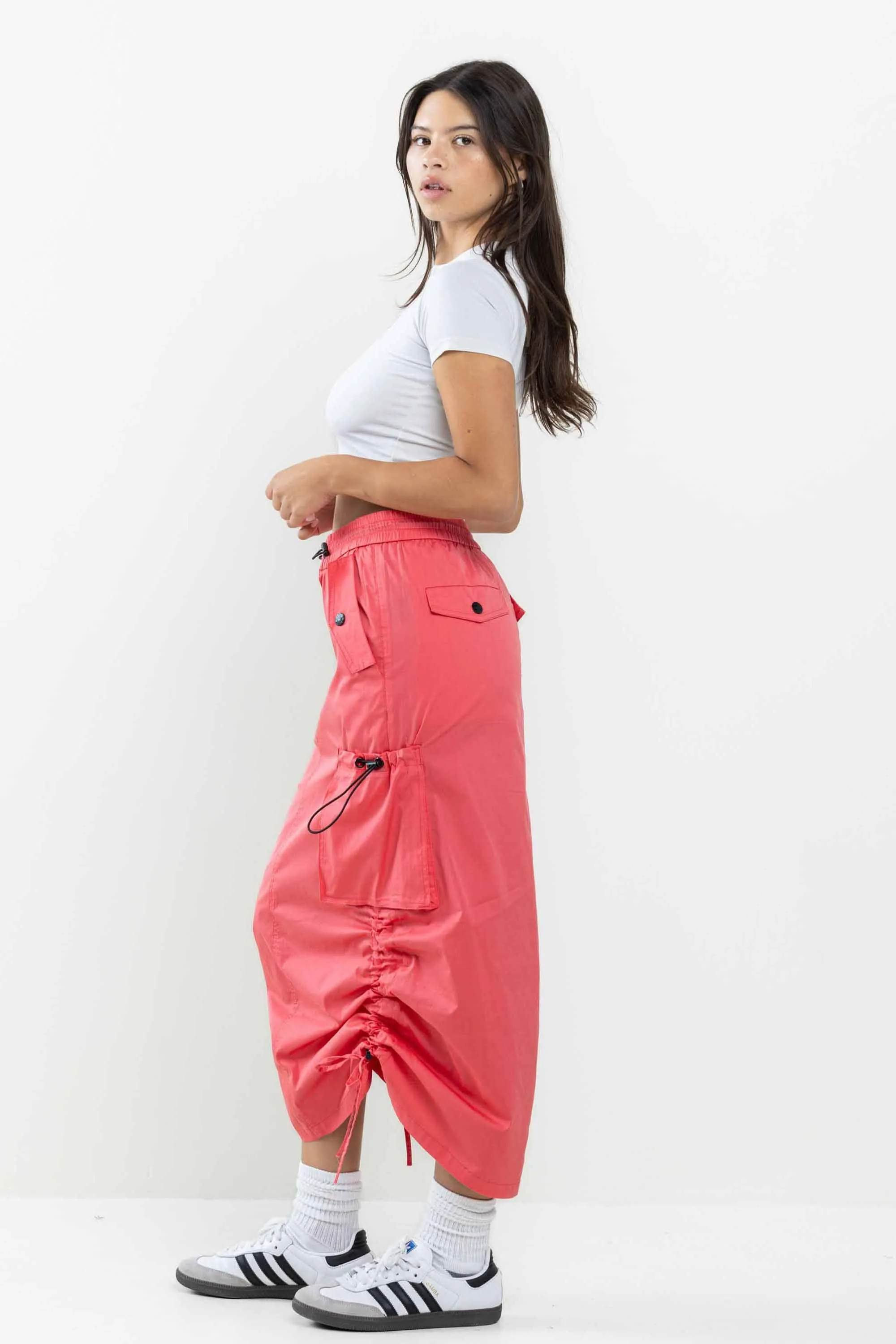 Drawstring Side Flap Y2K Cargo Column Skirt