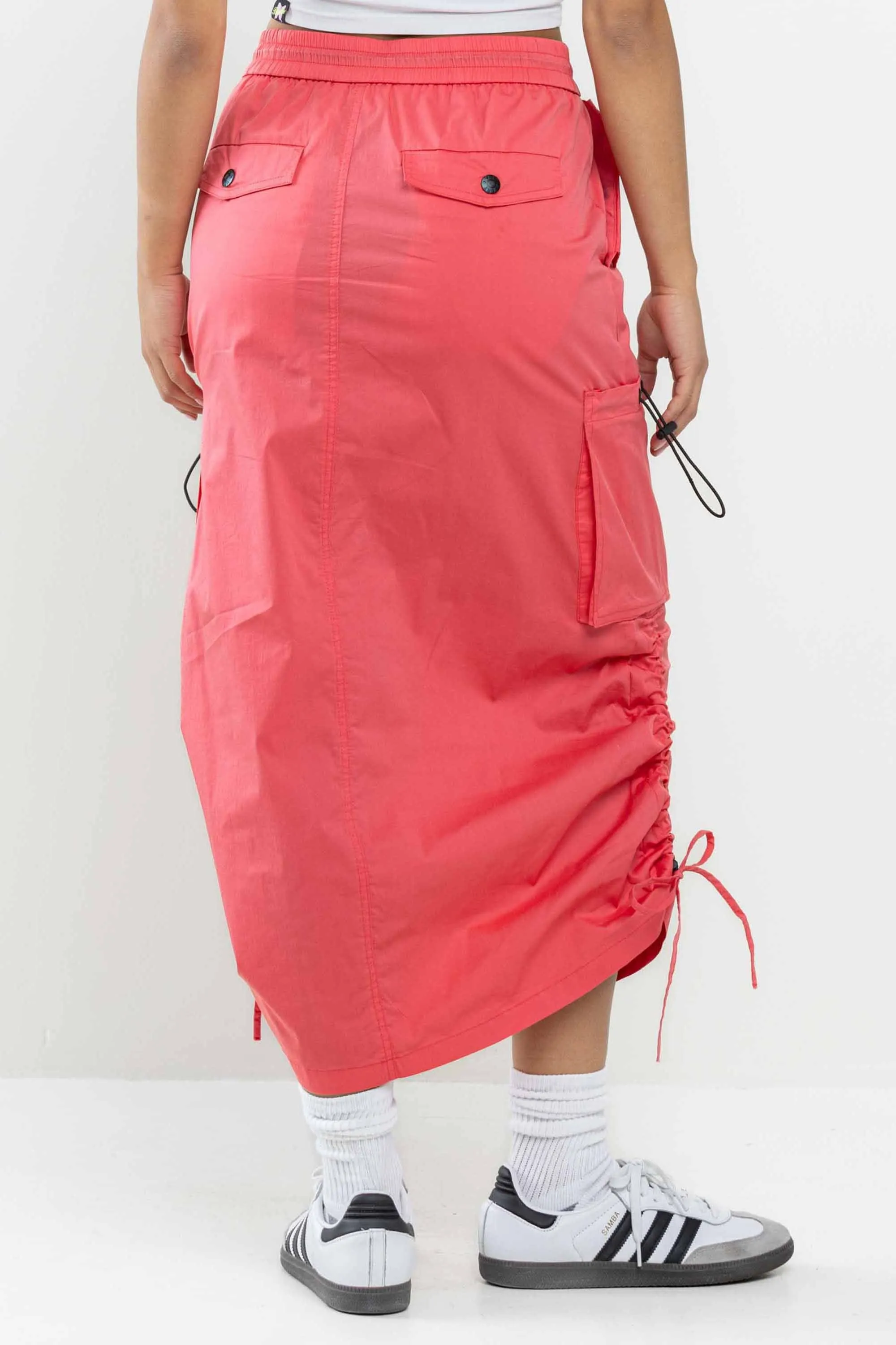 Drawstring Side Flap Y2K Cargo Column Skirt