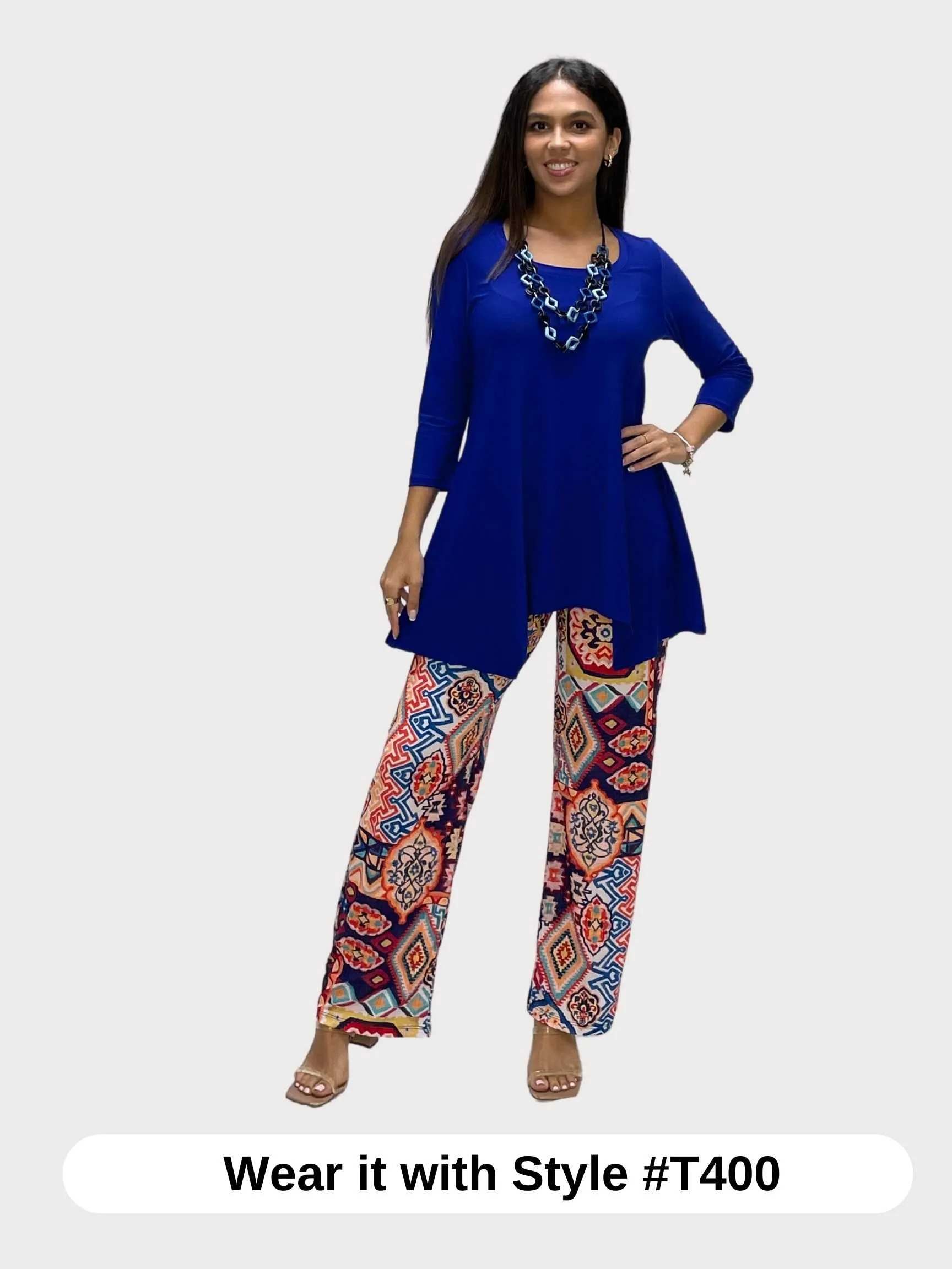 FASHQUE - Mid Rise Straight Leg Pull-on Printed Palazzo - P2016