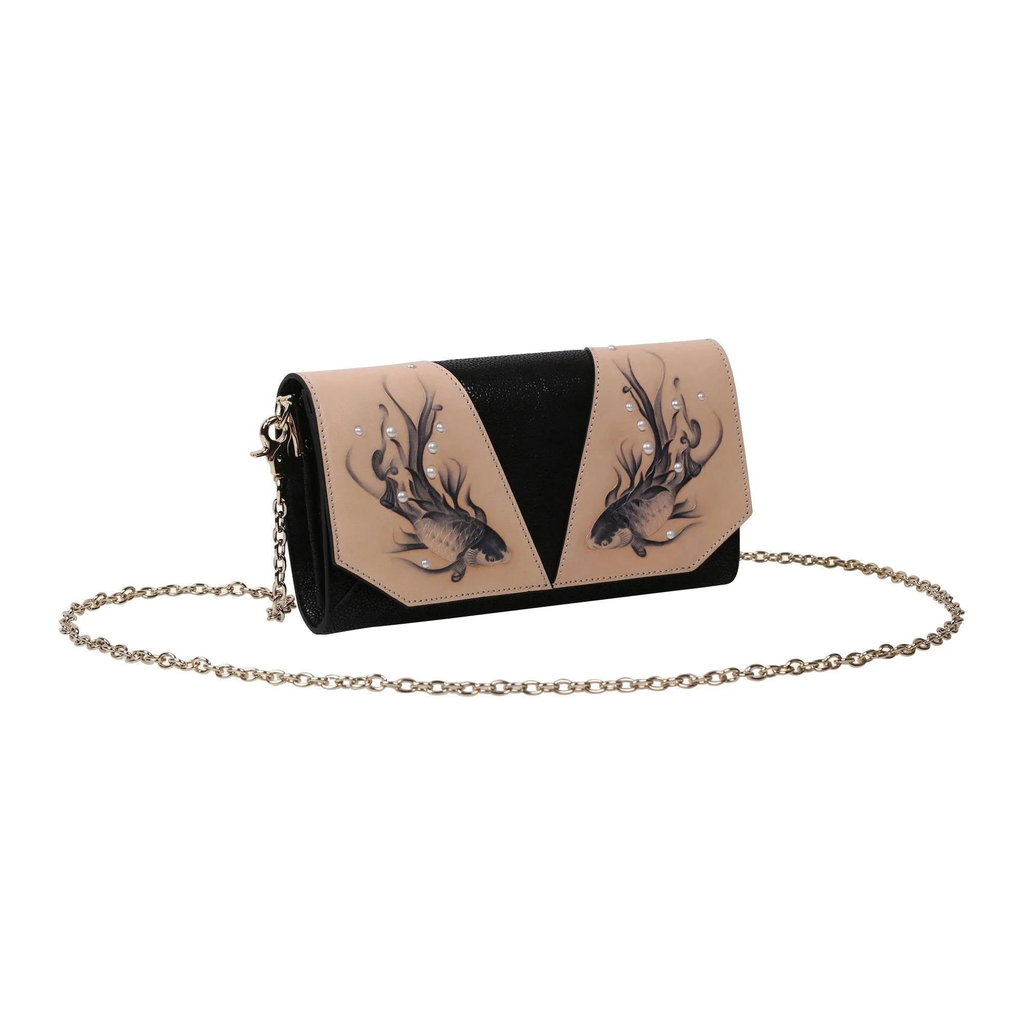 Fish Black Crossbody Clutch