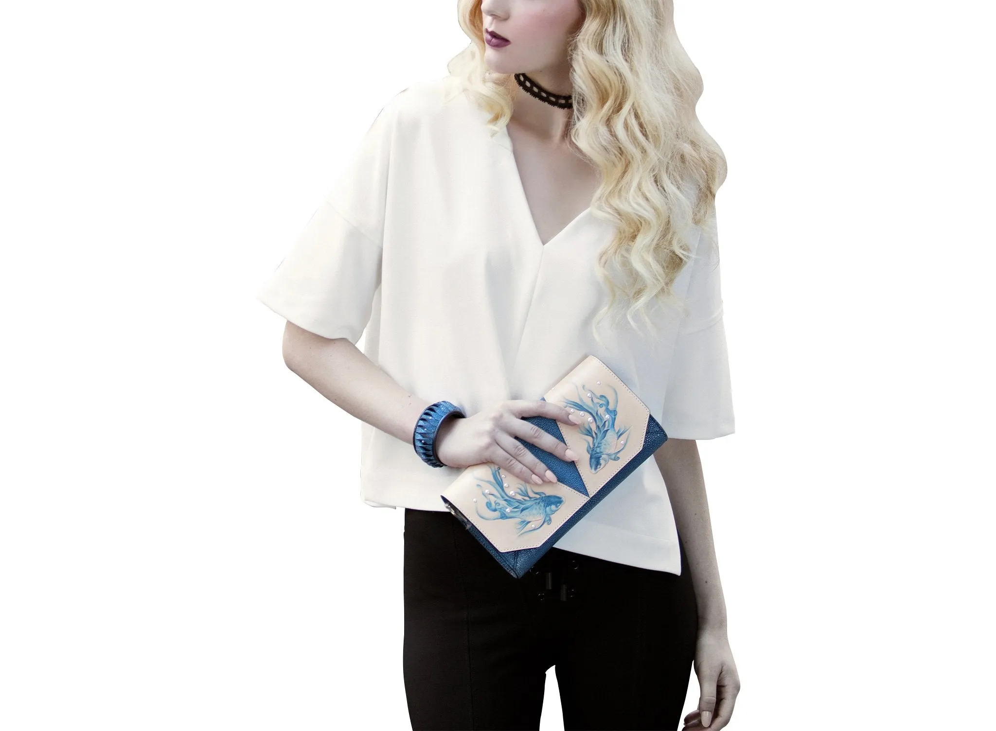 Fish Blue Crossbody Clutch