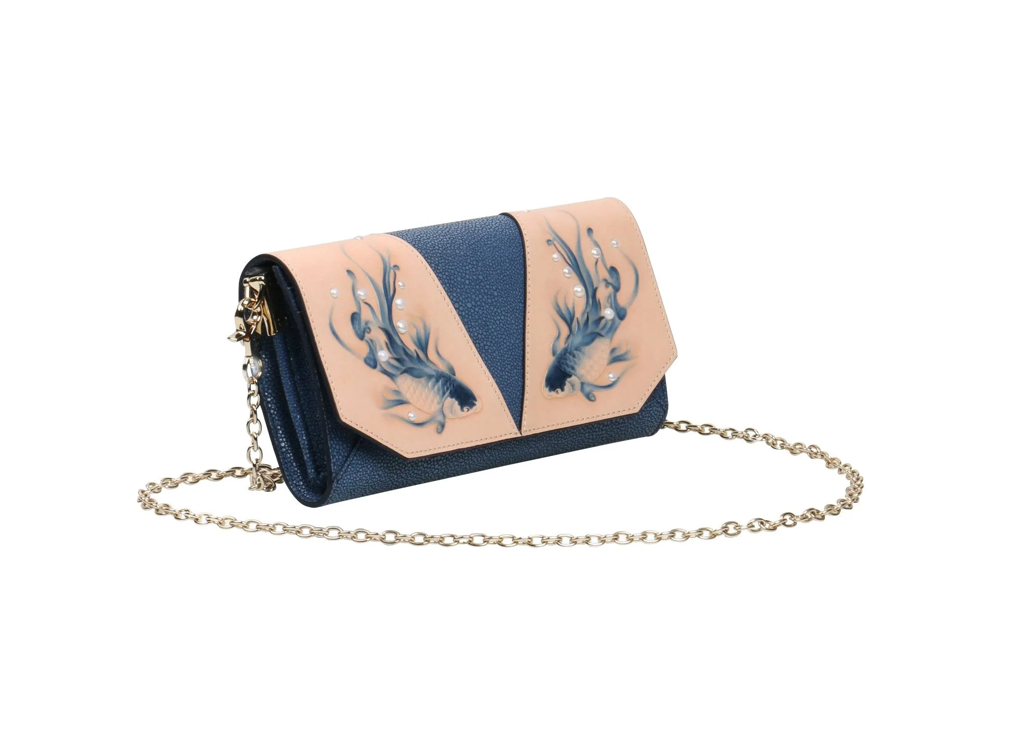 Fish Blue Crossbody Clutch