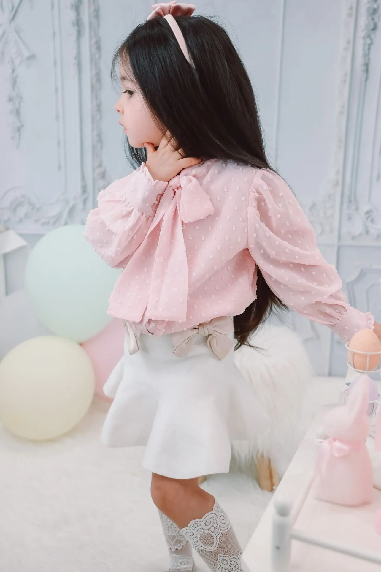 Flare Skirt with Satin Bows