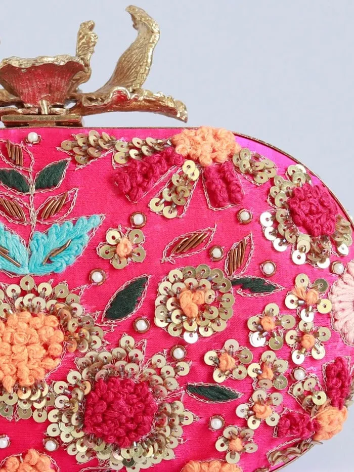 Flora Resham Hand Embroidered Clutch