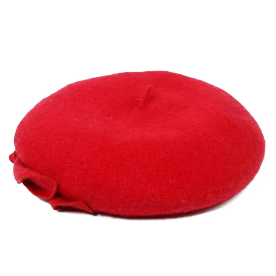 Forest Green or Fire Engine Red Wool French Berets