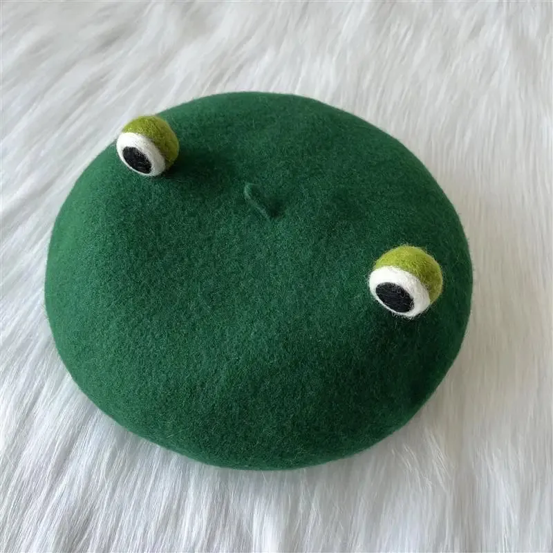 Froggo Wool Beret Green Handmade French Berets