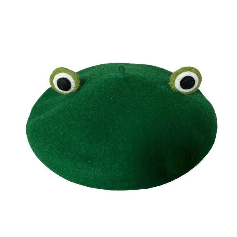 Froggo Wool Beret Green Handmade French Berets