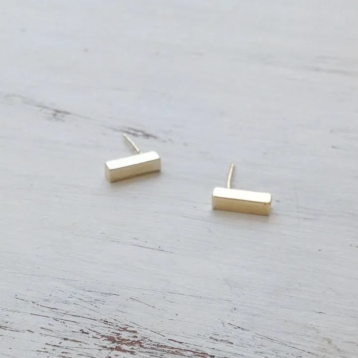 Gold filled Bar Stud Earrings