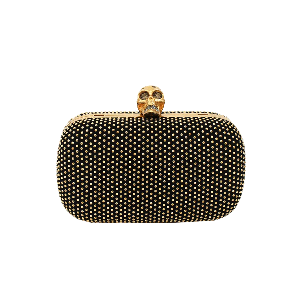 Gold Stud Box Clutch with Strap