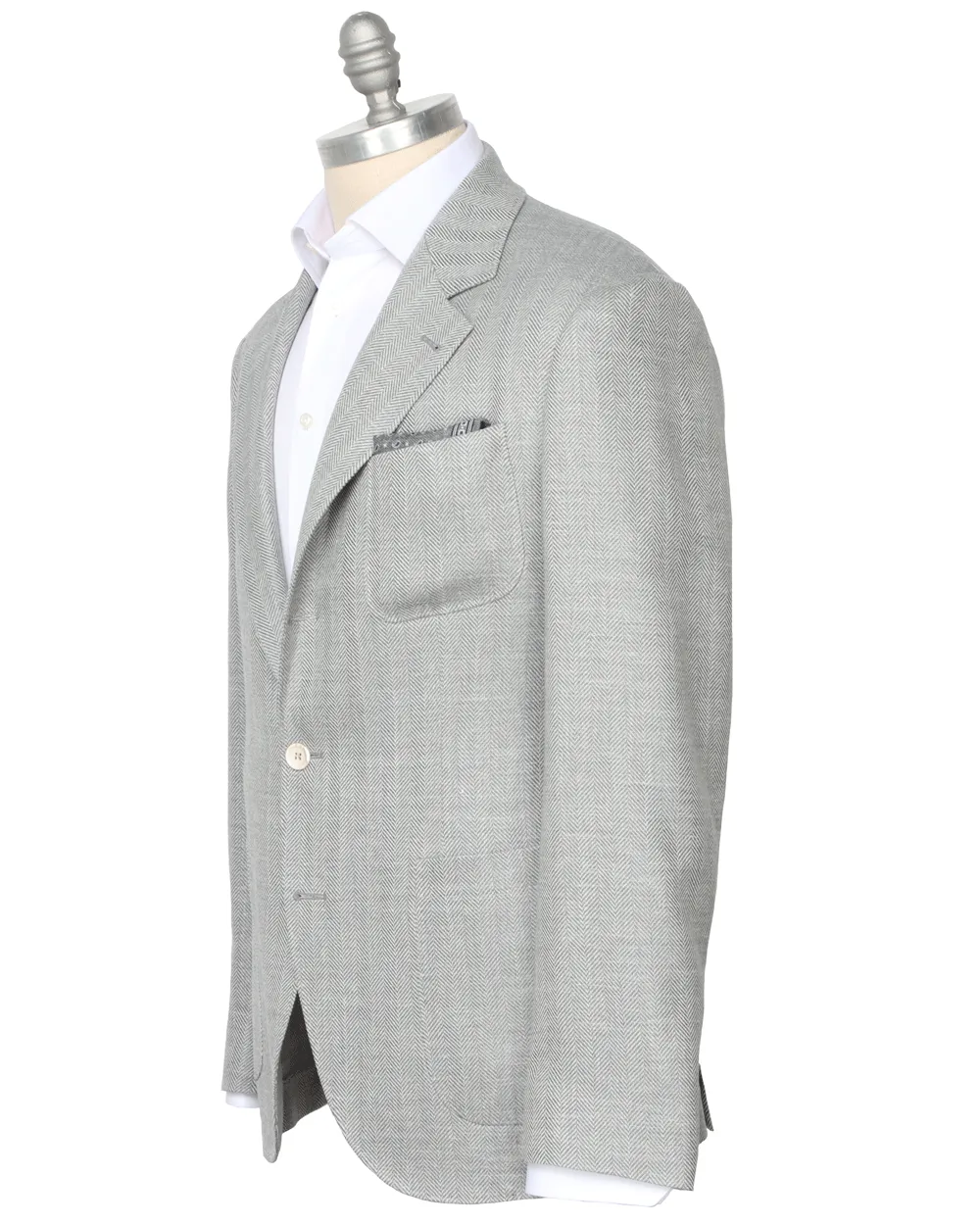 Grey and White Herringbone Sportcoat