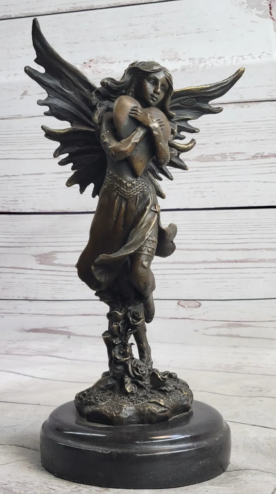 Handcrafted bronze sculpture SALE Heart Giant Clutches Fairy Young Aldo Vitaleh