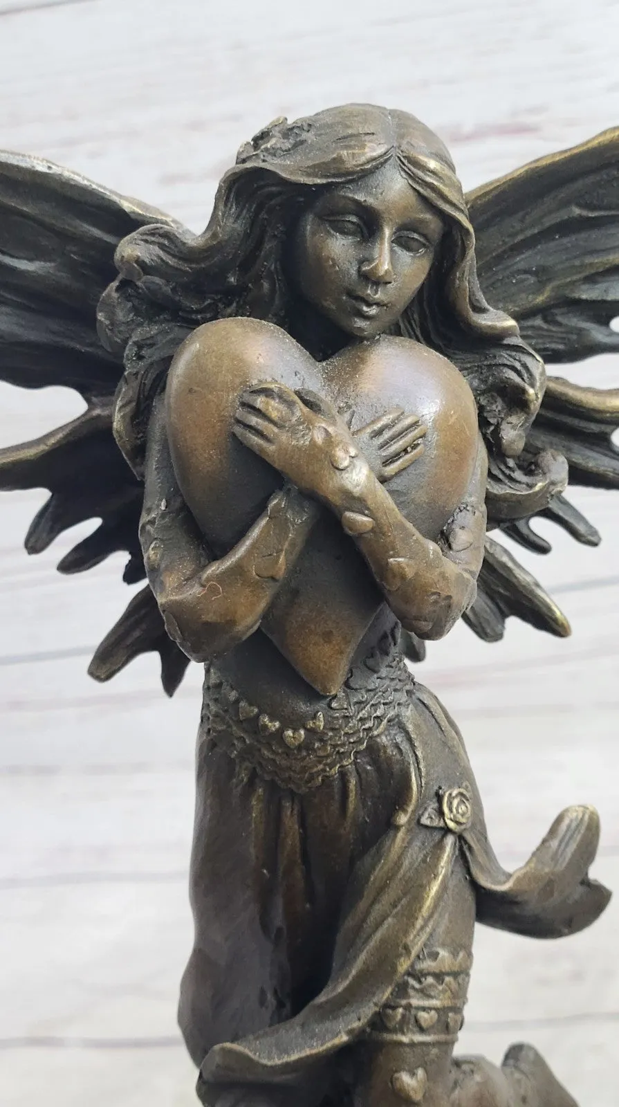 Handcrafted bronze sculpture SALE Heart Giant Clutches Fairy Young Aldo Vitaleh