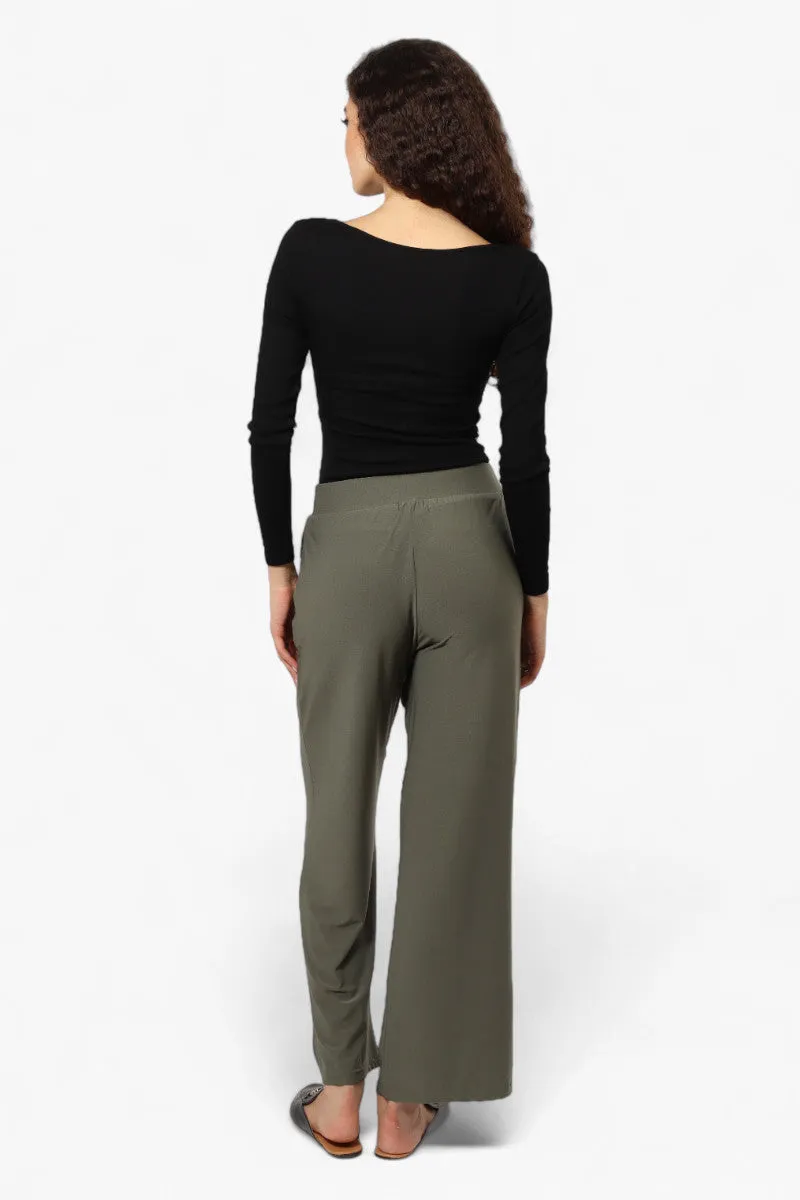 International INC Company Solid Belted Palazzo Pants - Olive