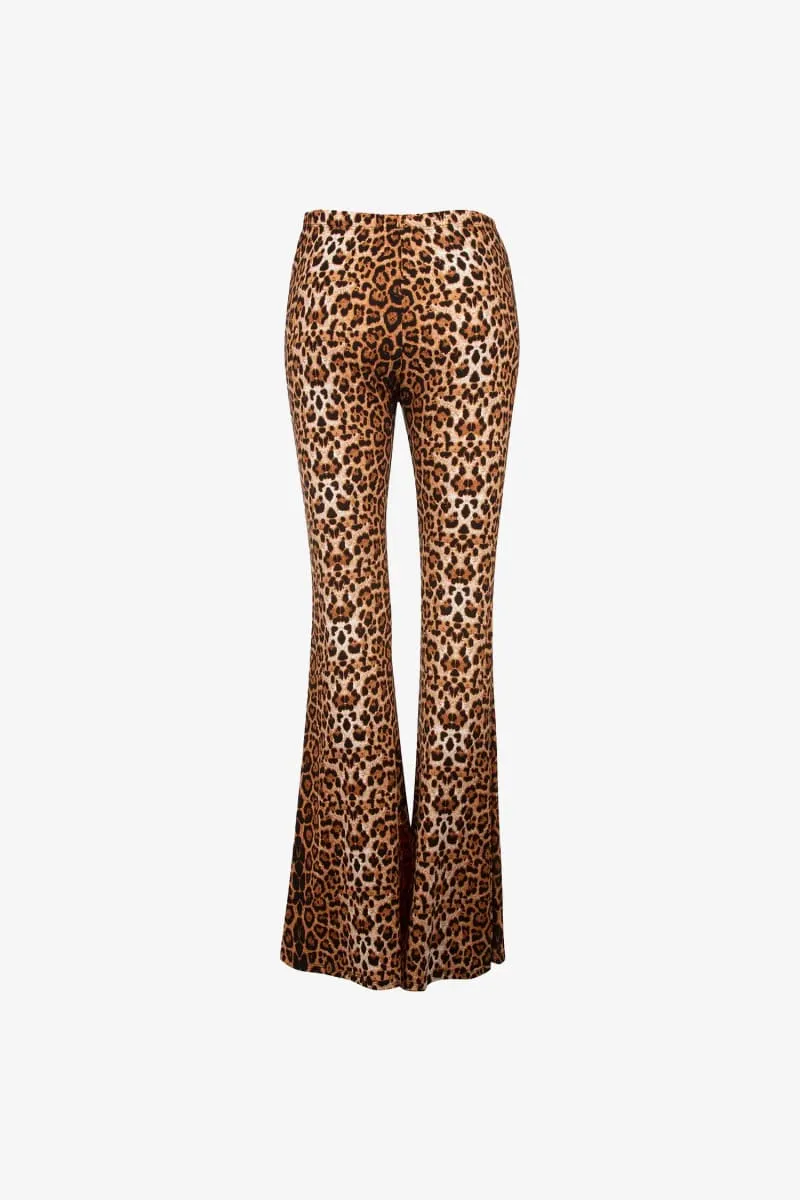 Leopard Print High Waisted Bell Bottom Pants