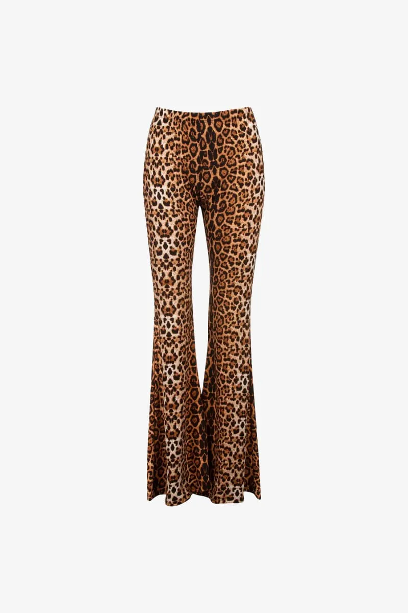 Leopard Print High Waisted Bell Bottom Pants