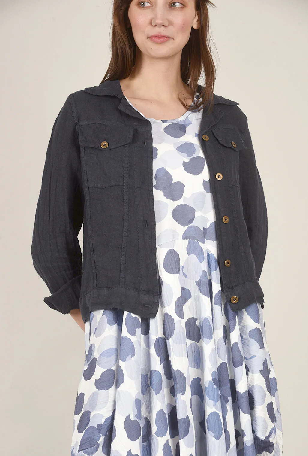 Linen Jeans Jacket, Navy