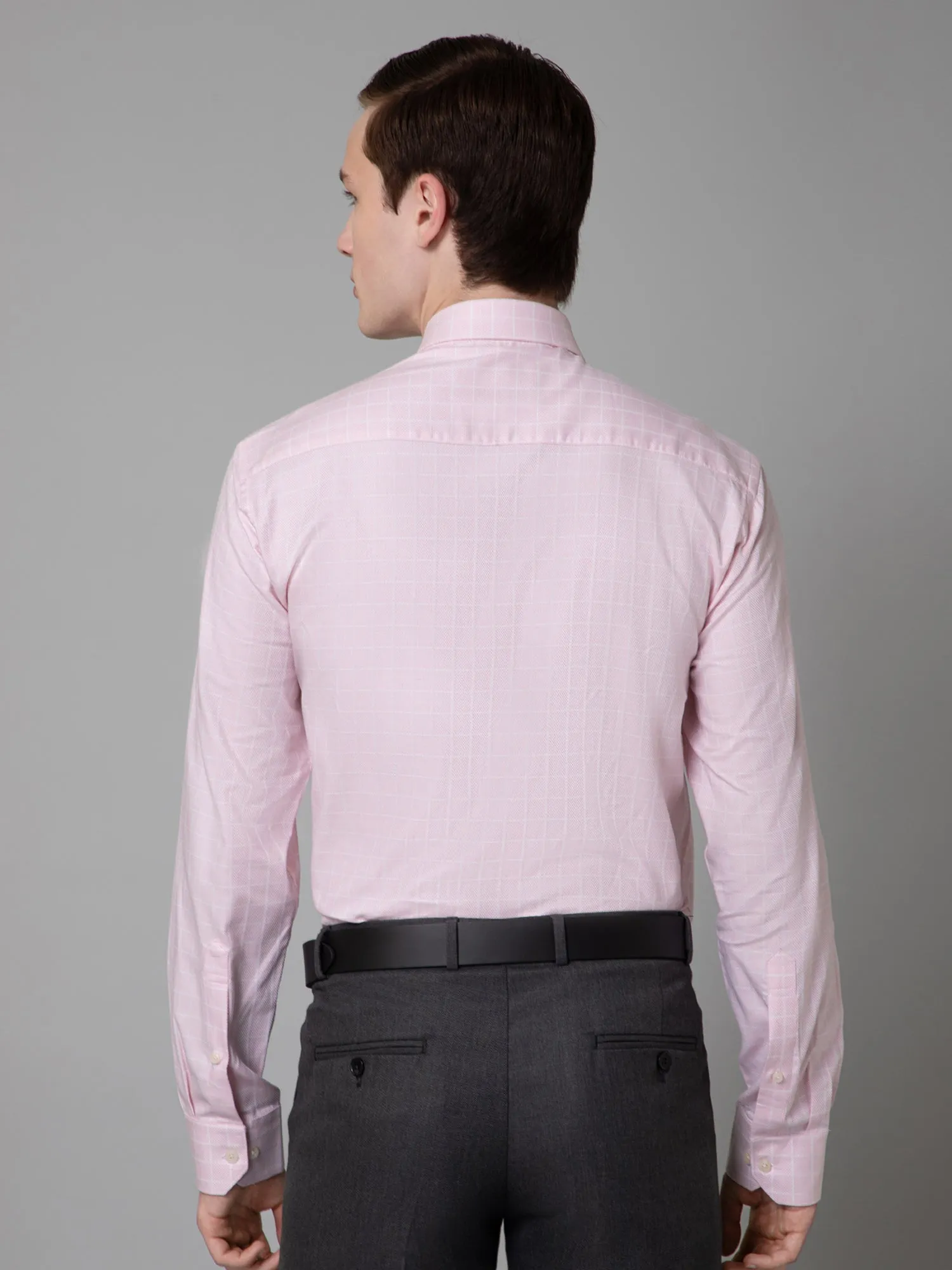 Men's Pink Formal Small Checks Full Sleeve Shirt