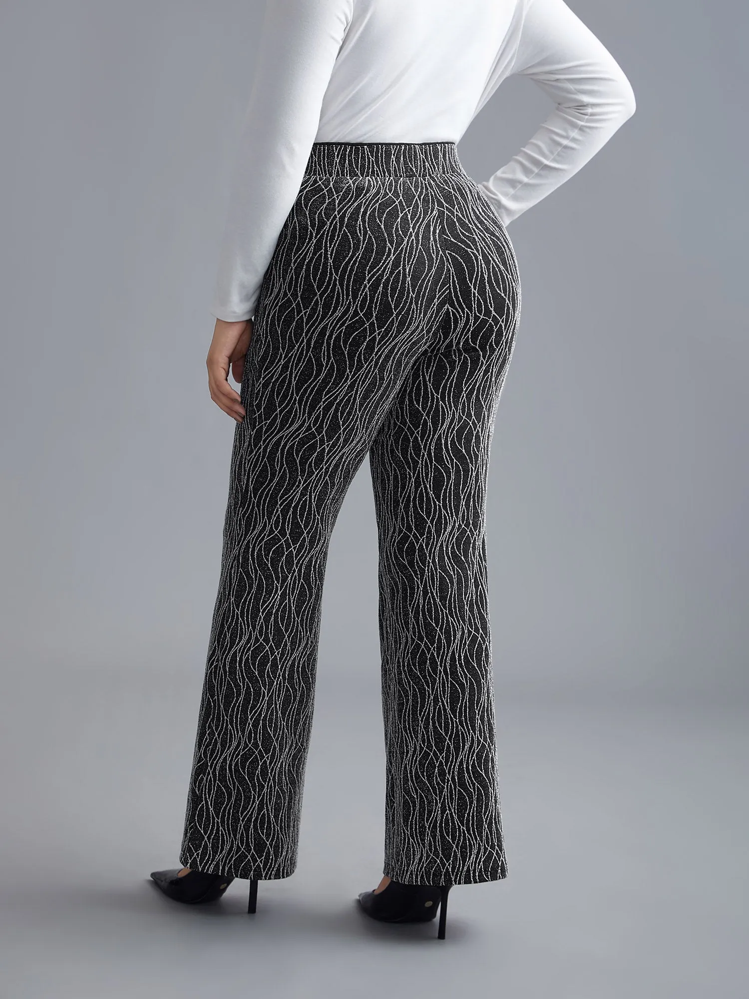 Metallic Shimmer Stretchy Flare Pants