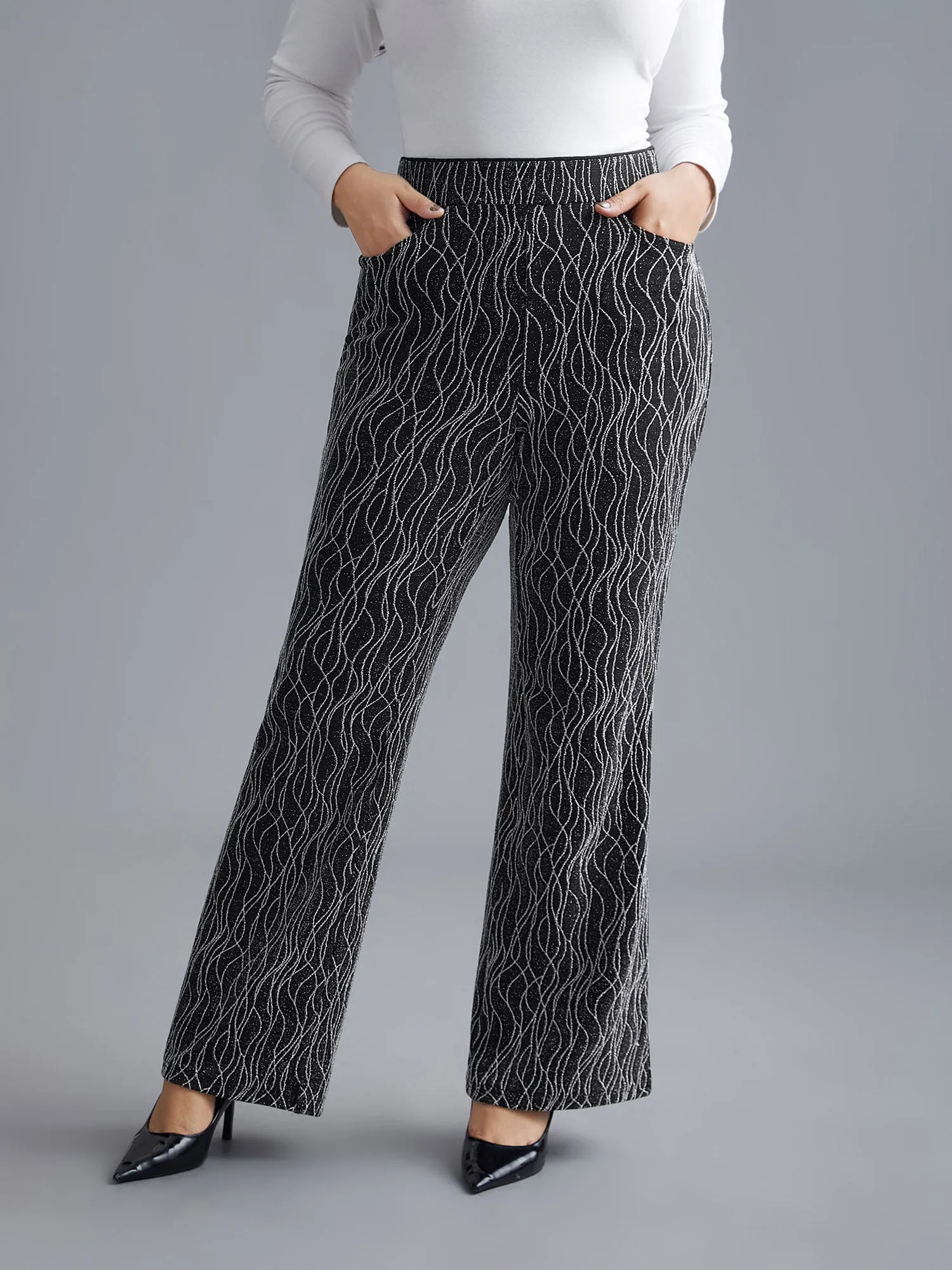 Metallic Shimmer Stretchy Flare Pants