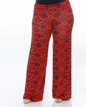 Orange Navy Print Palazzo Pants | Orange Navy