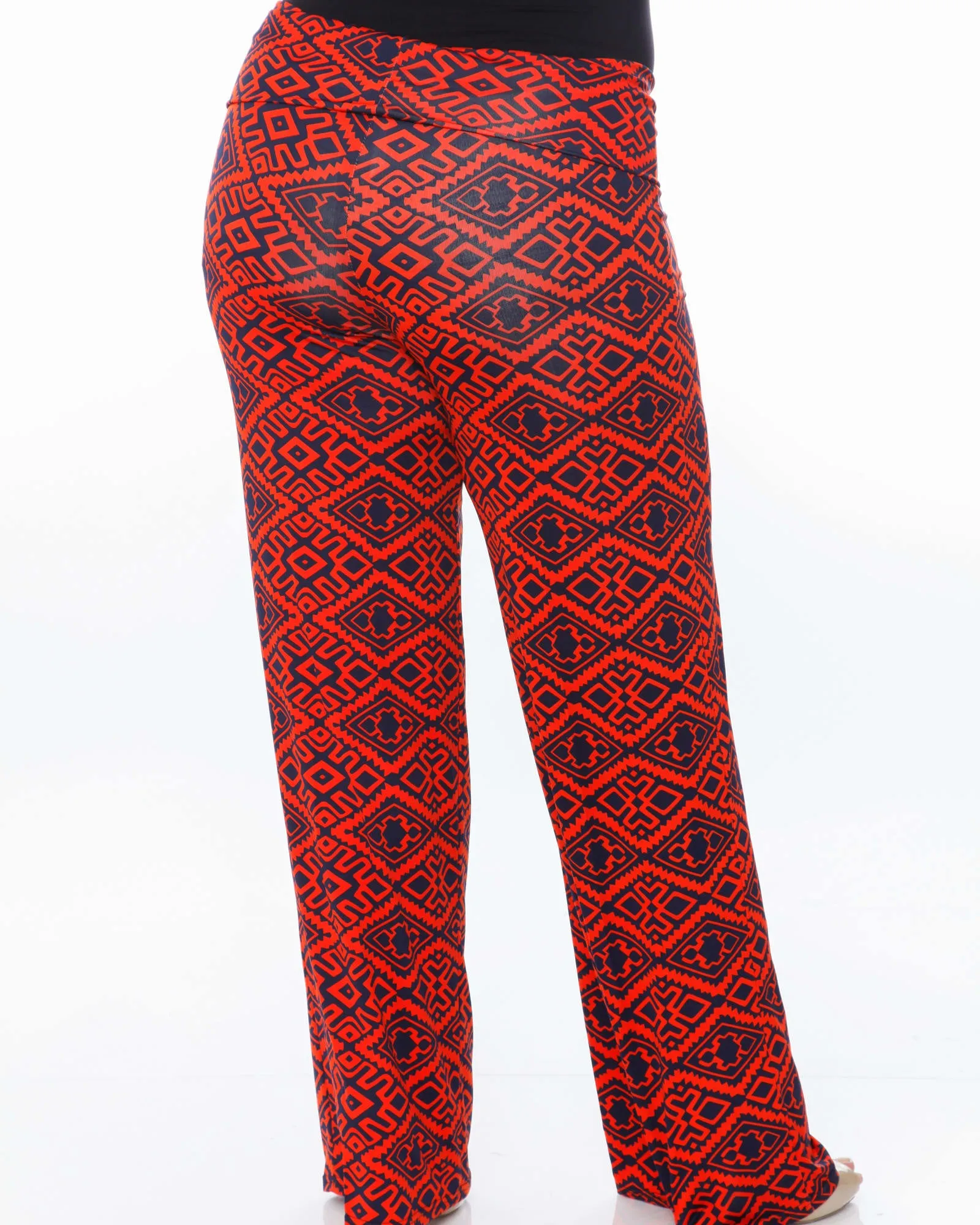 Orange Navy Print Palazzo Pants | Orange Navy