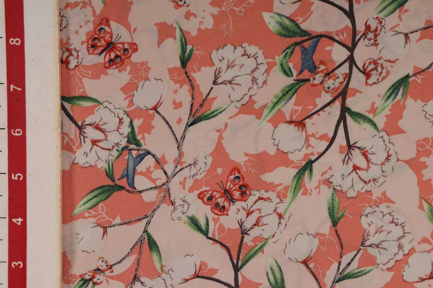 Pale Orange Printed Crepe Fabric