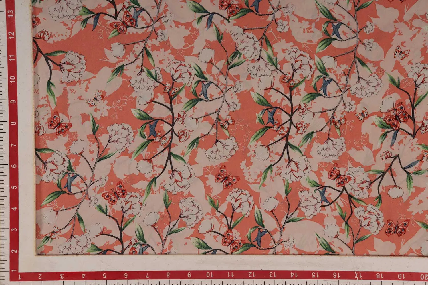 Pale Orange Printed Crepe Fabric