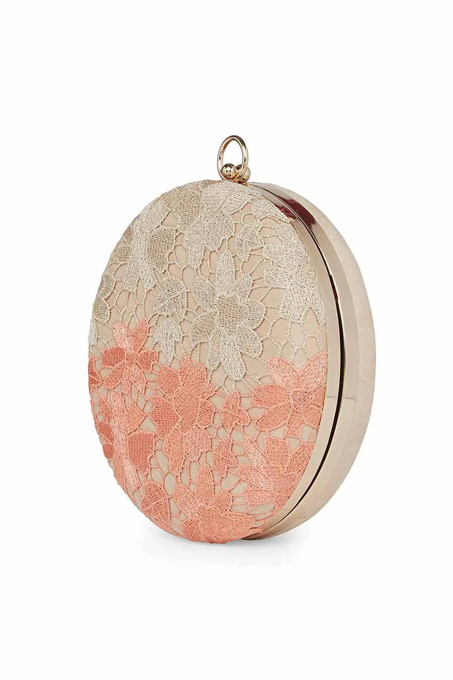 Peach And Gold Lace Clutch