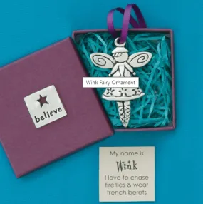 Pewter Fairy Believe Ornament, Wink