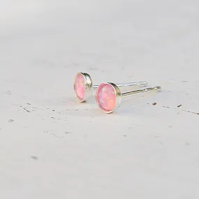 Pink opal october birthstone14K gold filled stud earrings