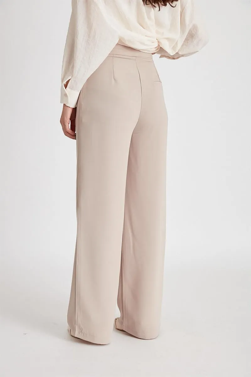 Pleated palazzo pant beige