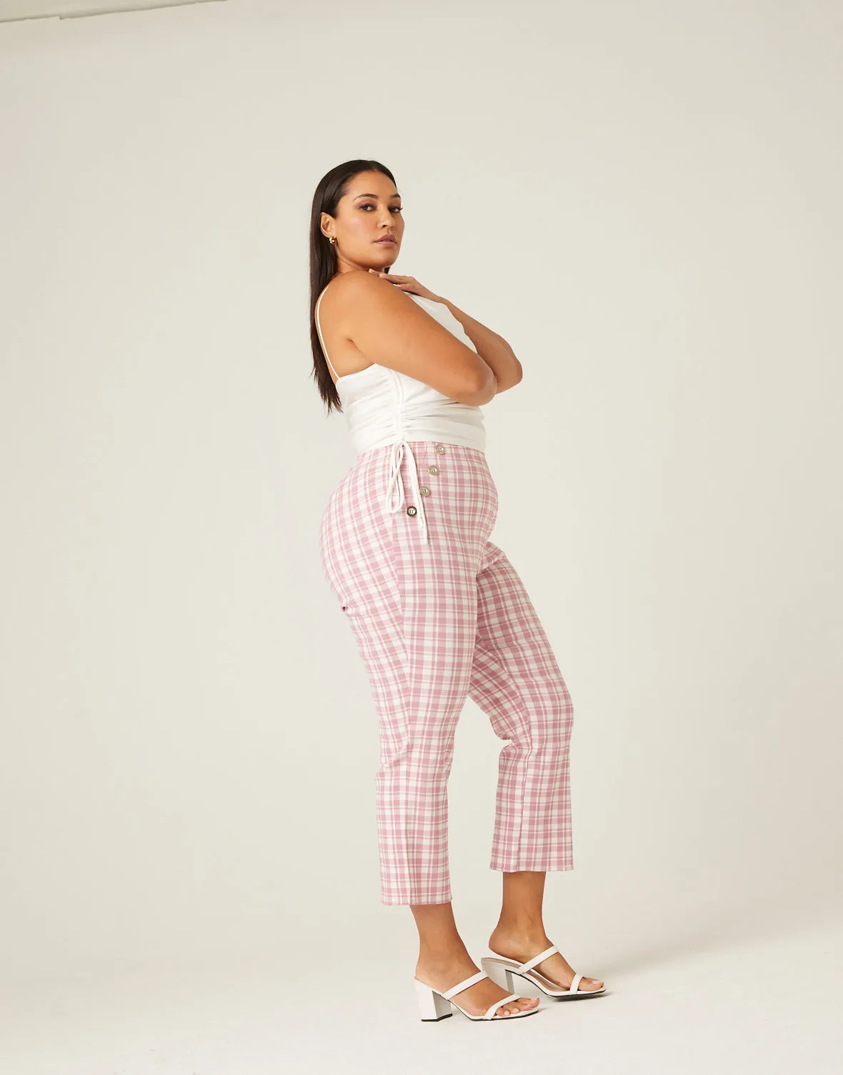 Plus Size Stretchy Plaid Pants