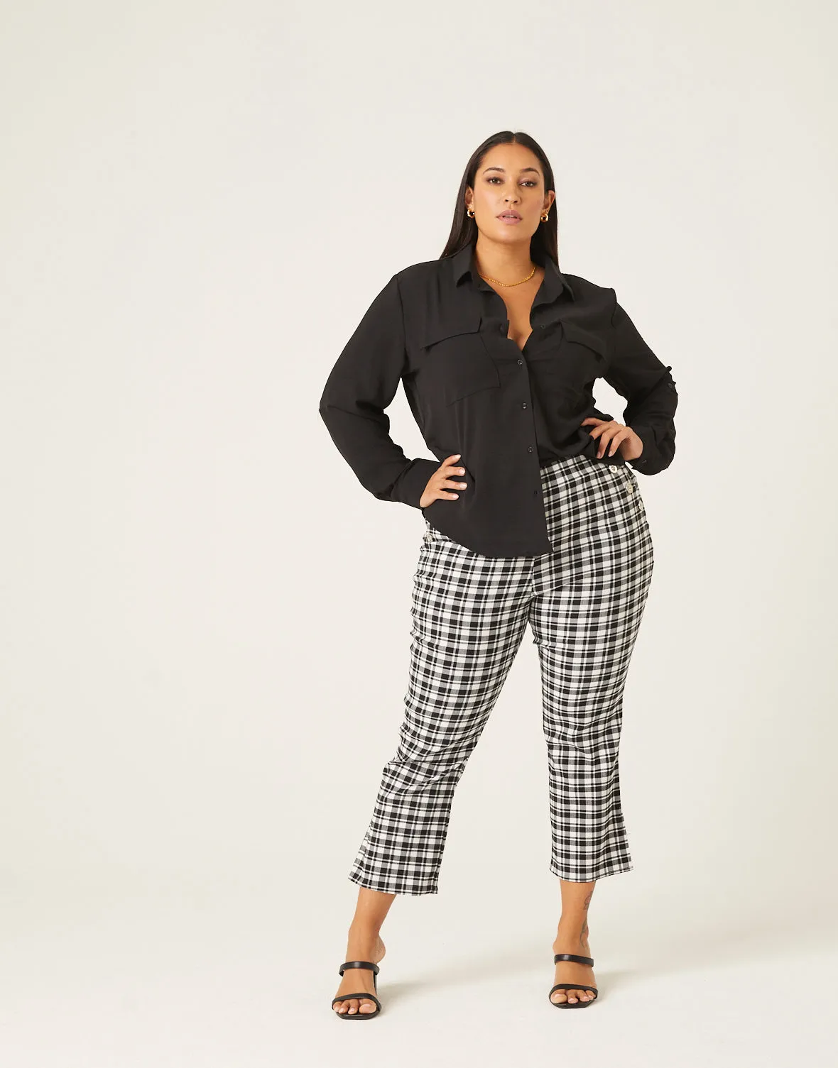 Plus Size Stretchy Plaid Pants